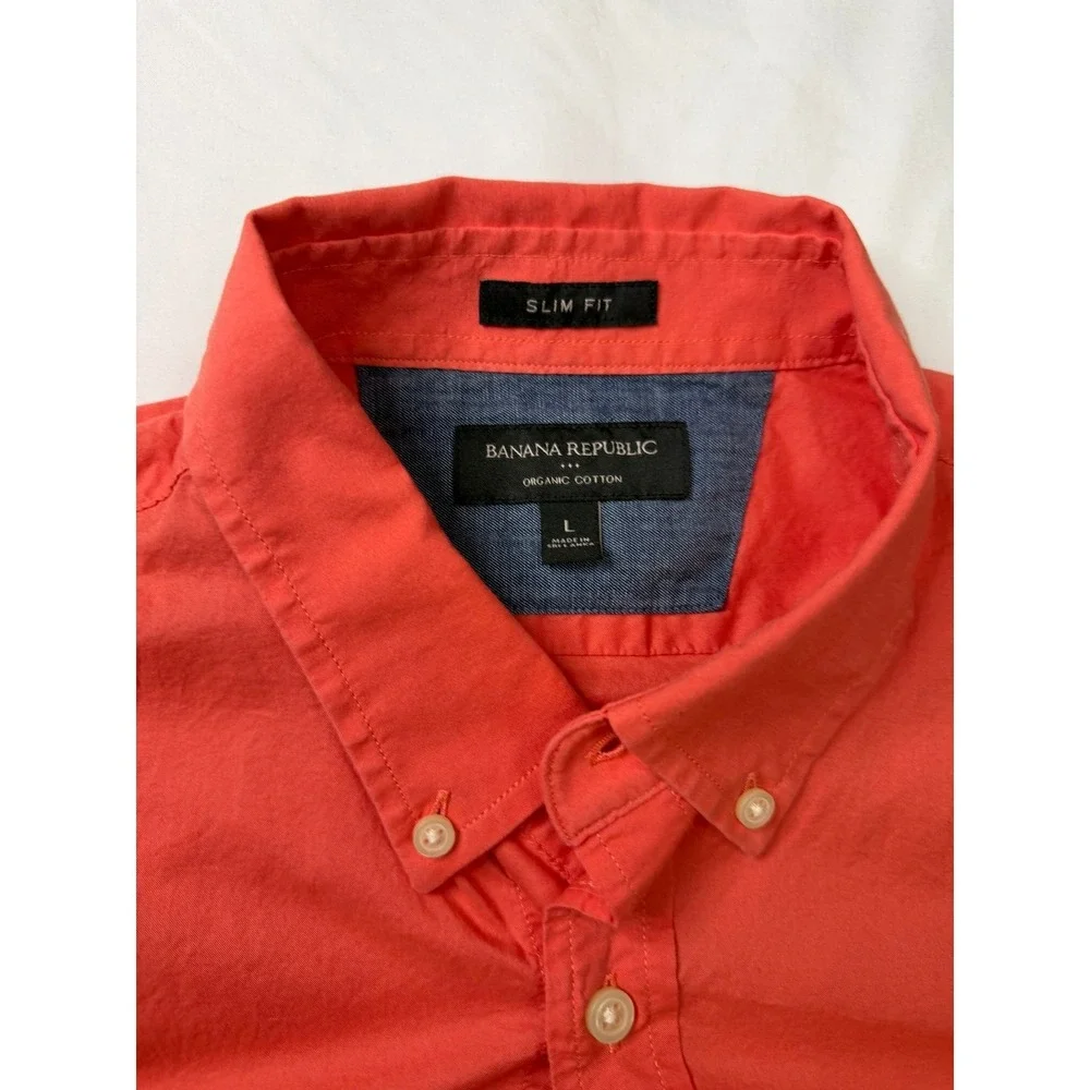 Banana Republic Mens Slim Fit Organic Cotton Short Sleeve Shirt Bundle Large 5pk